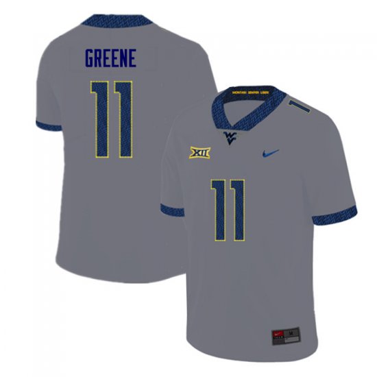 Men's West Virginia Mountaineers NCAA #11 Garrett Greene Gray Authentic Nike Stitched College Football Jersey RP15Y14WQ